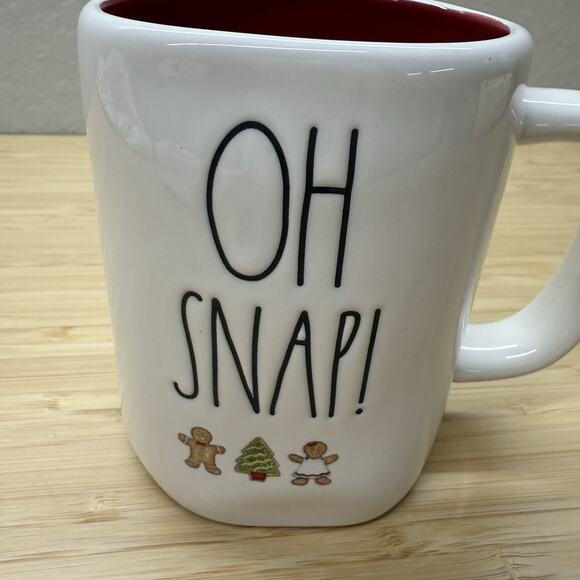 Rae Dunn OH SNAP Gingerbread Christmas Mug Red Inside - Picture 2 of 5